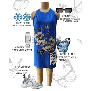 Electric Blue Butterfly T-Shirt Dress