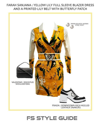 Yellow Lily Blazer Dress with Butterfly Belt