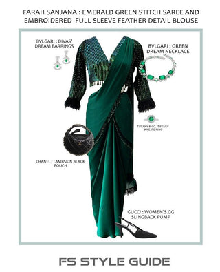 Emerald Feather Green Stitch Saree - Farah Sanjana