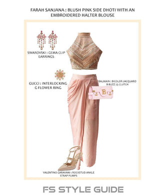 Blush Pink Side Dhoti with Halter Blouse