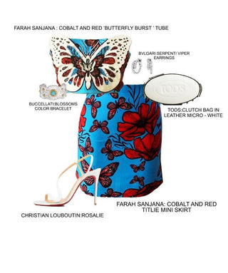 Cobalt Red Butterfly Burst Skirt Tube - Farah Sanjana