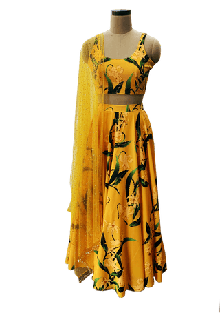 Yellow Lily Lehenga Set - Farah Sanjana