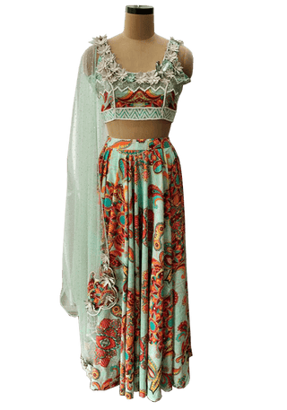 Paisley Print Lehenga Set - Farah Sanjana