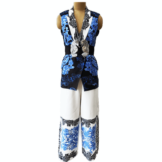 Blue Iris Double Breasted Blazer Set - Farah Sanjana