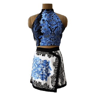 Blue Iris Halter top And Kilt Skirt - Farah Sanjana