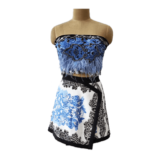 Blue Iris Tube Top and Kilt Skirt - Farah Sanjana