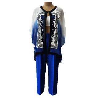 Suede Blue Cape Set - Farah Sanjana