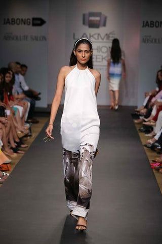 Black And White Flamingo Print Jumpsuit - Farah Sanjana