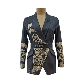 Black Gold Porcelain Blazer - Farah Sanjana