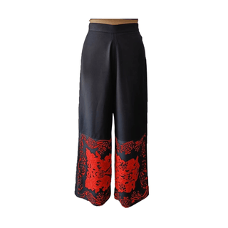 Black Rustic Red Pants - Farah Sanjana