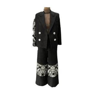 Black Sagrada Sleeves Blazer Set - Farah Sanjana