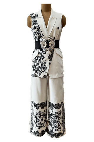 Black White Blazer Set - Farah Sanjana