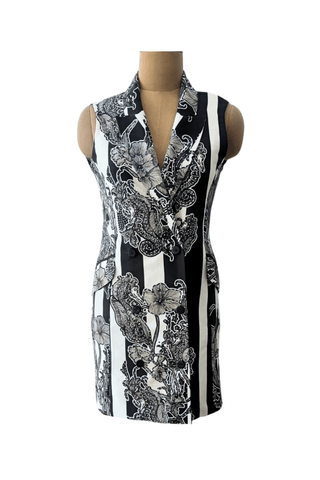 Black White Seahorse Blazer Dress - Farah Sanjana