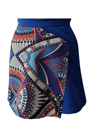 Blue Aztec Kilt Skirt - Farah Sanjana