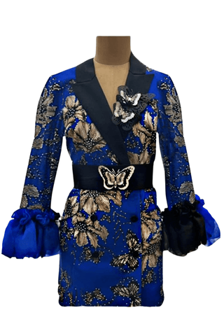 Blue Butterfly Blazer Dress - Farah Sanjana