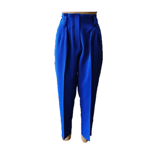 Electric Blue Pleated Cigarette Pants - Farah Sanjana