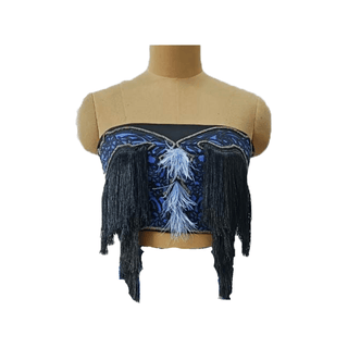 Blue Iris Fringe Tube Top - Farah Sanjana