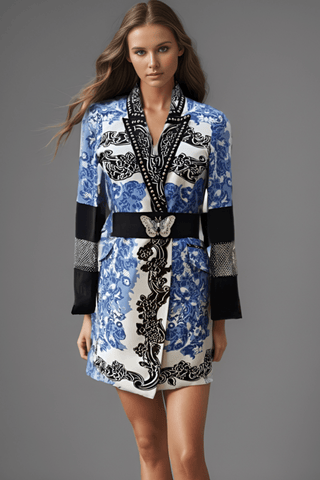 Blue Mykonos Statement Blazer Dress - Farah Sanjana