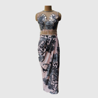 Blush Pink Seahorse Drape Skirt Set - Farah Sanjana