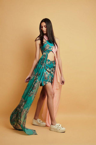Cross-Over Halter Long Drape Top - Farah Sanjana