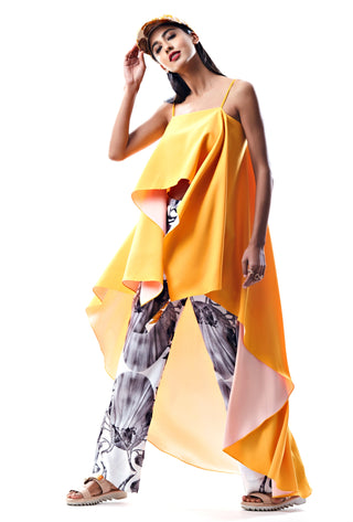 Canary Yellow Asymmetric High-Low Top - Farah Sanjana