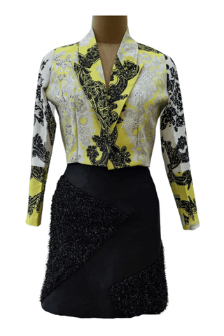 Canary Yellow Jacket with Skirt - Farah Sanjana