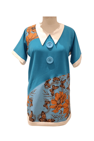 Cobalt Blue Wave T-Shirt Dress - Farah Sanjana