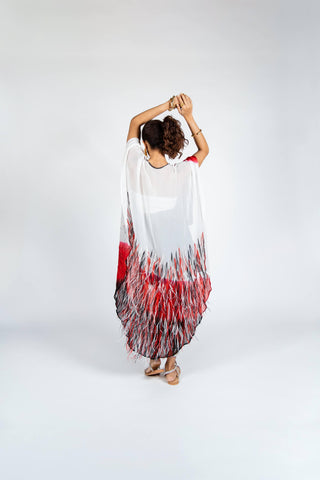 The Deep Red Ombre Emperor Cape - Farah Sanjana