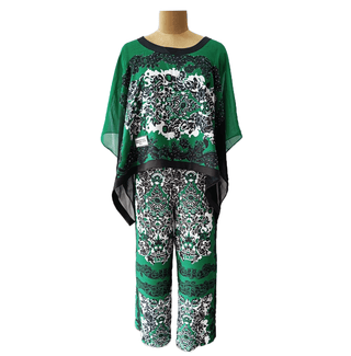 Emerald Green Sunset Cape Set - Farah Sanjana