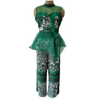 Emerald Green Sunset Peplum Top With Pants - Farah Sanjana