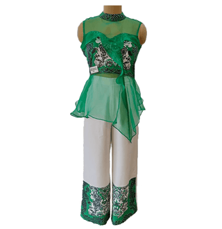 Emerald Green Sunset Top With Pants - Farah Sanjana