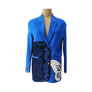 Electric Blue Single-Breasted Blazer - Farah Sanjana