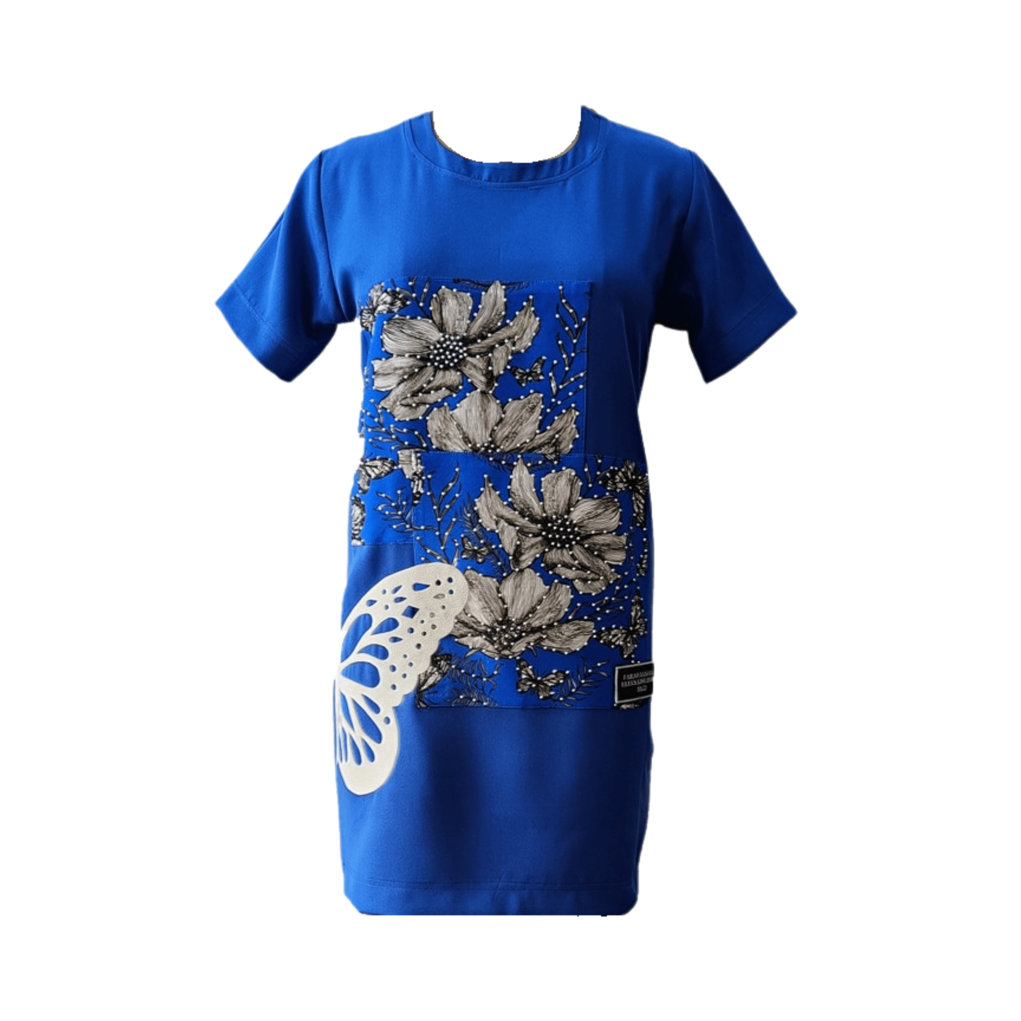 Electric Blue Butterfly T-Shirt Dress Farah Sanjana Electric Blue Butterfly T-Shirt Dress Farah Sanjana