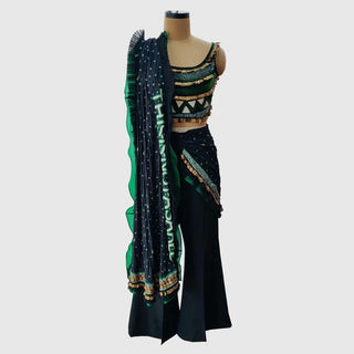 Emerald Tribal Pant Saree - Farah Sanjana