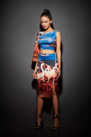 Flamingo Print Crop Top - Farah Sanjana