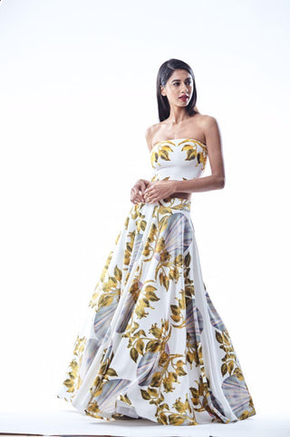 Faberge Egg Print Skirt With A Printed Bandeau - Farah Sanjana