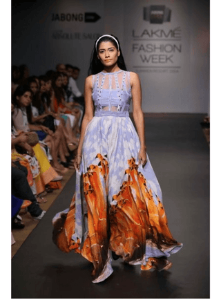 Flamingo Print Flared Maxi Dress - Farah Sanjana