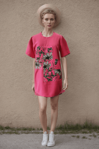 Hot Pink Titlie T-Shirt Dress - Farah Sanjana