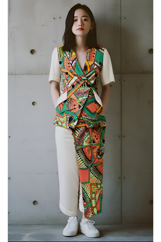 Green Aztec Blazer Set