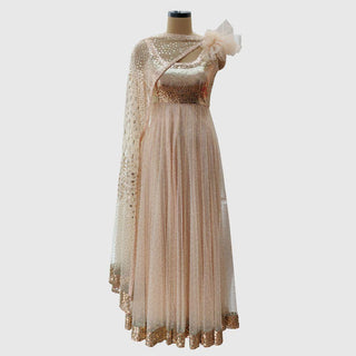 Fawn foil embellished gown suit - Farah Sanjana
