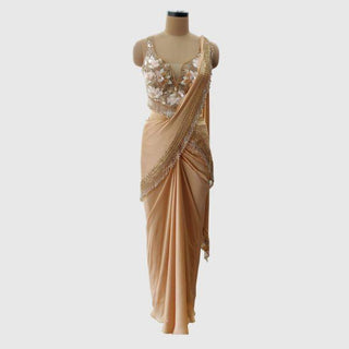 Gold Pre-Draped Saree Set - Farah Sanjana