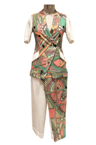 Green Aztec Blazer Set - Farah Sanjana