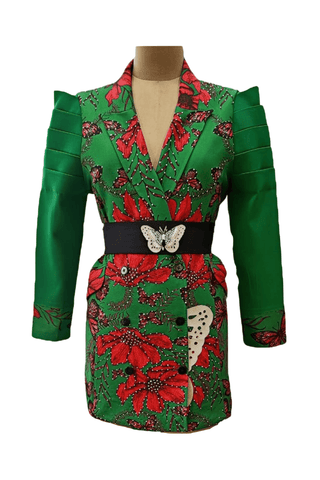 Green Butterfly Blazer Dress - Farah Sanjana