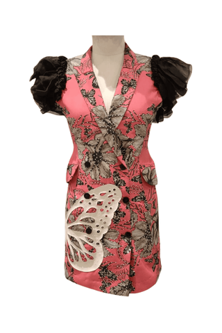 Hot Pink Butterfly Blazer Dress - Farah Sanjana