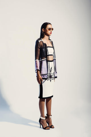 Monchrome Chandelier Print Skirt - Farah Sanjana