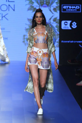 Faberge Egg Print Floor Length Cape - Farah Sanjana