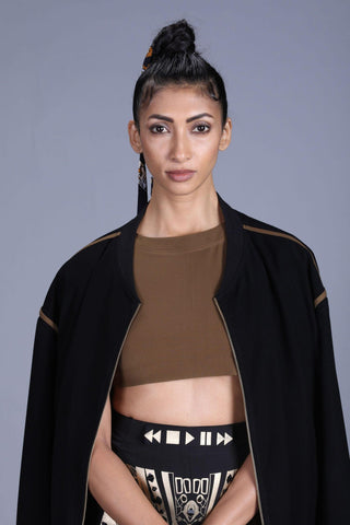 Mustard & Black Bomber Jacket - Farah Sanjana