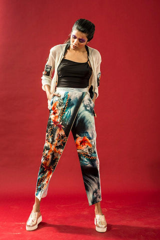 Multi-Coloured Fish Reflection Print Trouser - Farah Sanjana