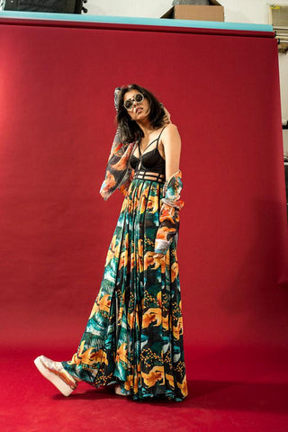 Multi-Colored Fish School Print Maxi Dress - Farah Sanjana