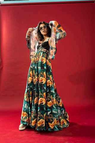 Multi-Colored Fish School Print Maxi Dress - Farah Sanjana